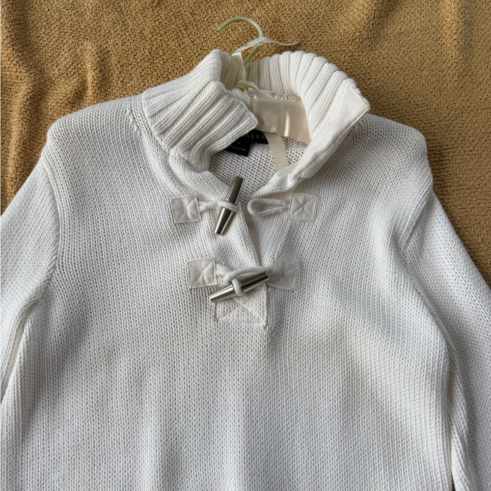 Ralph Lauren White Cowl Neck Sweater